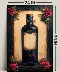 Vintage Potion Bottle With Roses Vintage Poster
