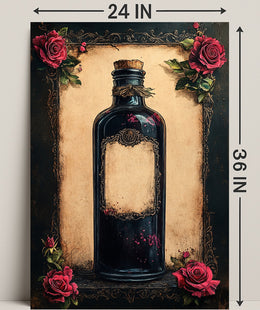 Vintage Potion Bottle With Roses Vintage Poster