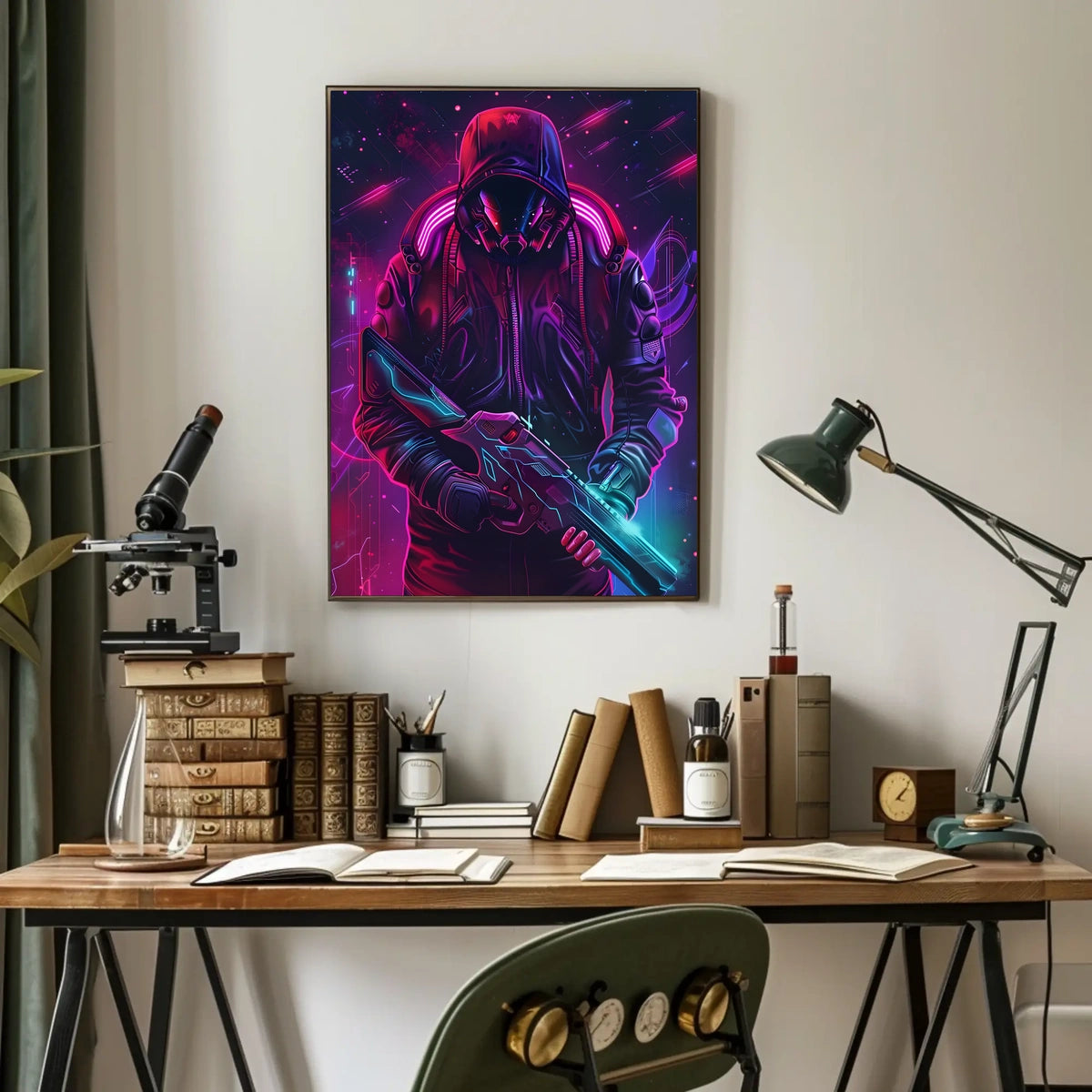 Neon Cyber Warrior Poster