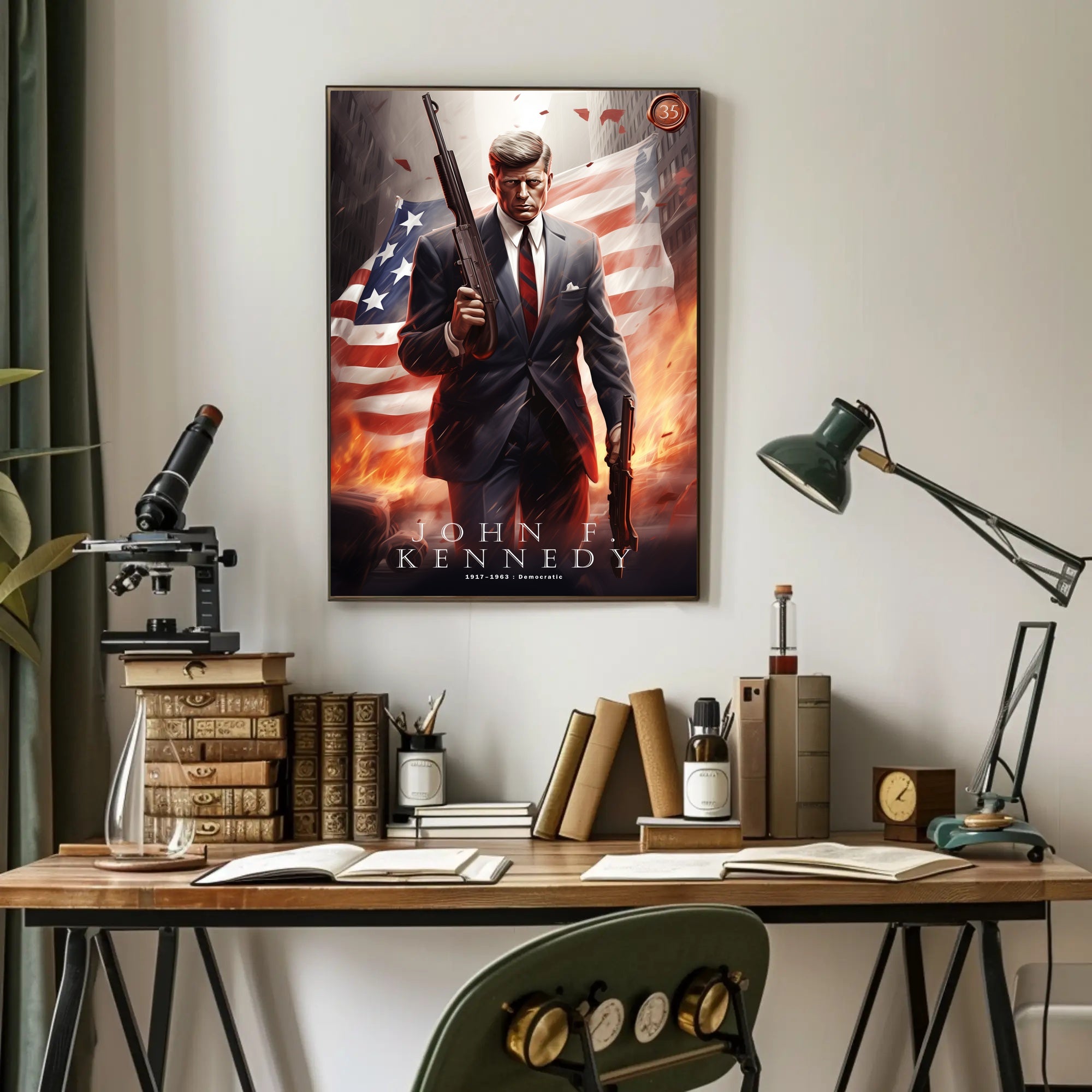 John F. Kennedy Illustrated Poster