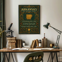 Arkansas Vintage Travel Poster Showcasing Natural Beauty