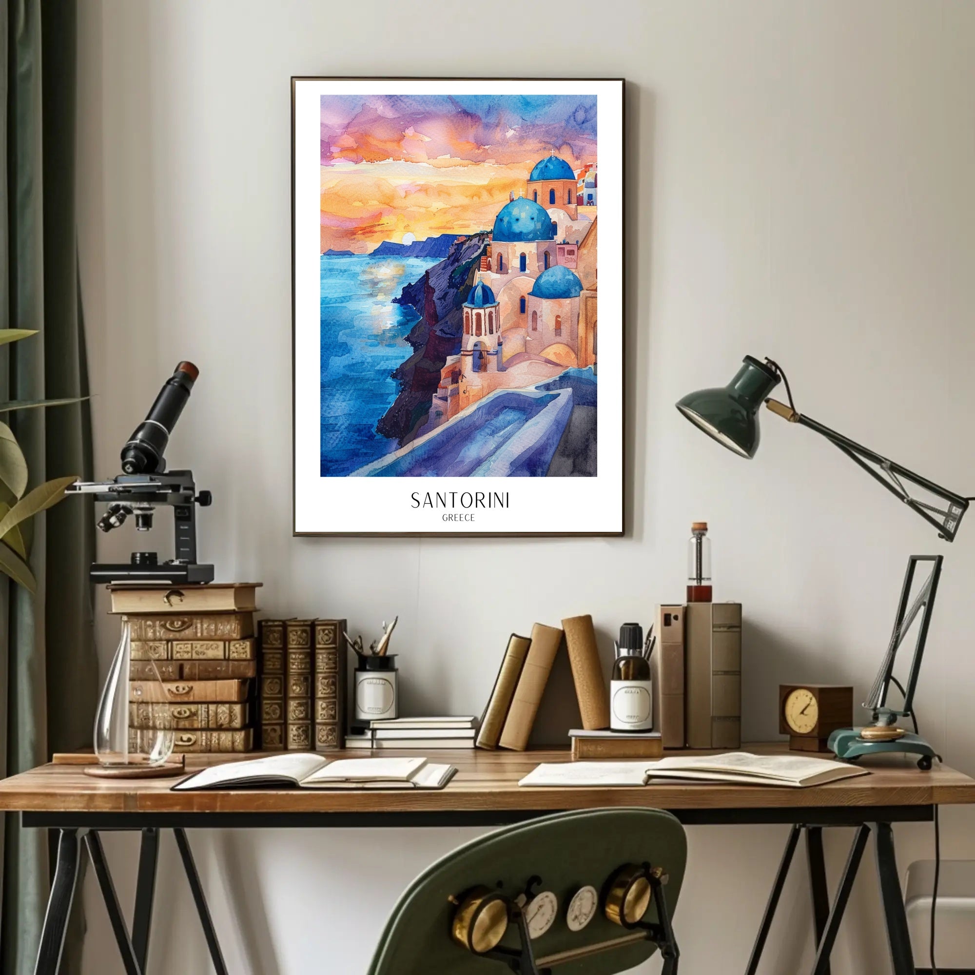 Santorini Sunset Dreamscape: Greek Travel Poster PosterGoat