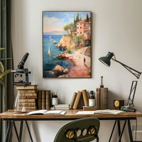 Coastal Mediterranean Cliffside View Travel Poster