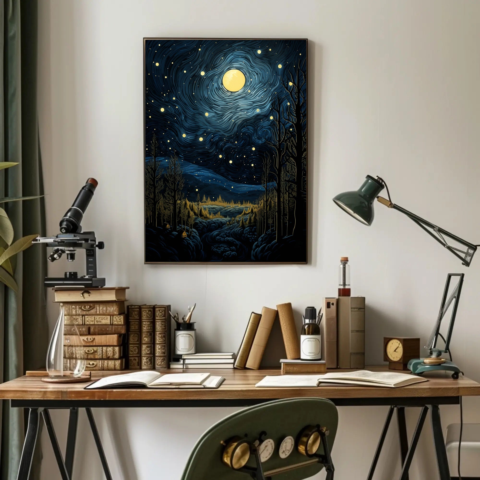 Starry Night Landscape Poster PosterGoat