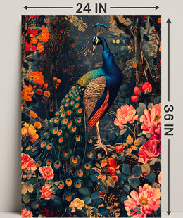 Vibrant Peacock In Bloom William Morris Art Poster