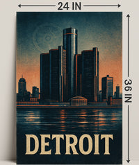Detroit Skyline Vintage Poster Wall Art PosterGoat