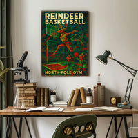 Reindeer Basketball At North Pole Gym Poster