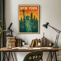 New York Skyline and the Statue of Liberty Poster