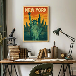 New York Skyline and the Statue of Liberty Poster