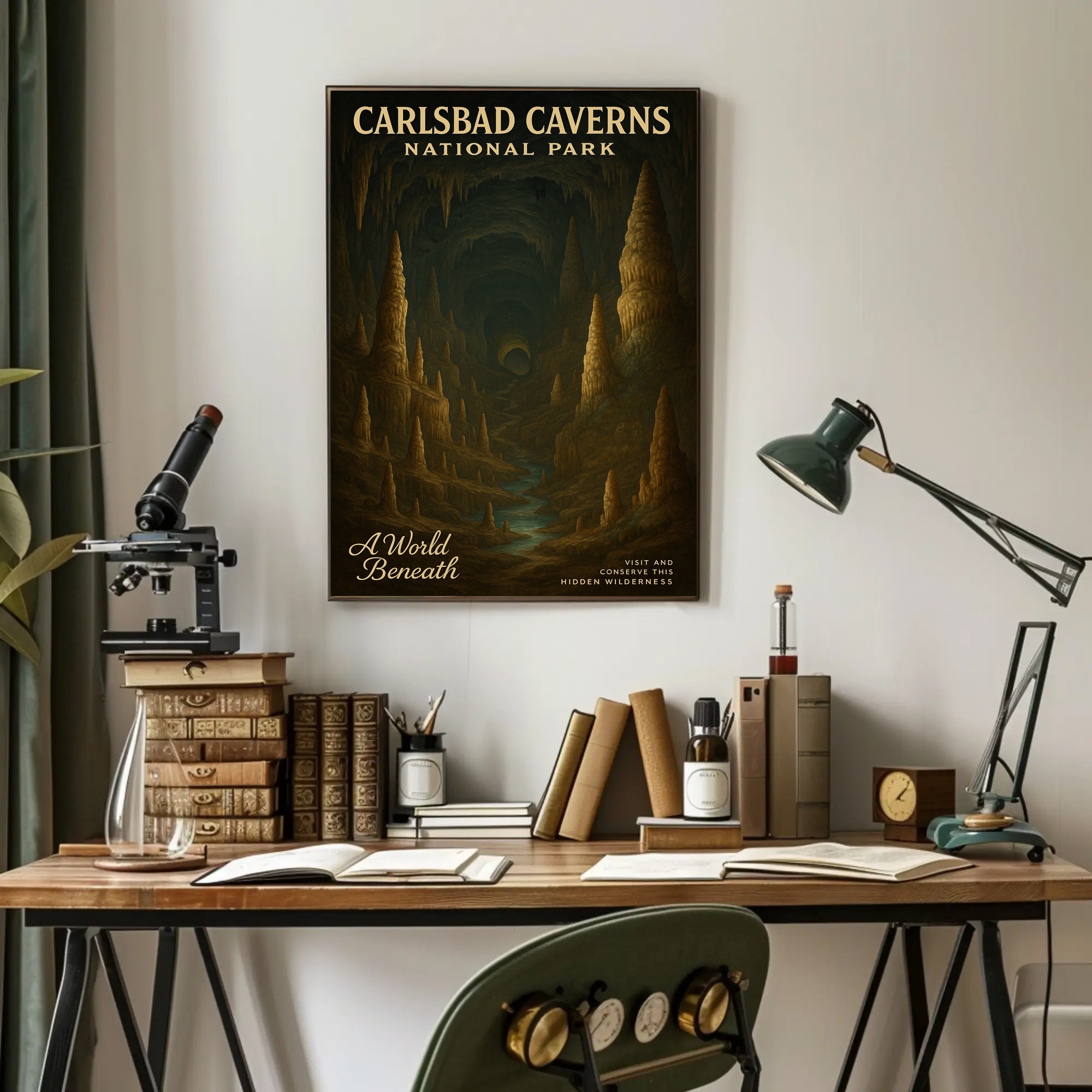 Carlsbad Caverns Vintage National Park Travel Poster