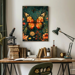 Butterfly and Botanical Garden Scene Animal Poster