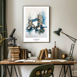 Tower Bridge Watercolor Urban Cityscape Poster PosterGoat