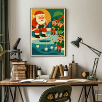 Santa's Whimsical Christmas Fishing Adventure Poster