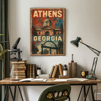 Athens Georgia Campus Town Vintage Poster