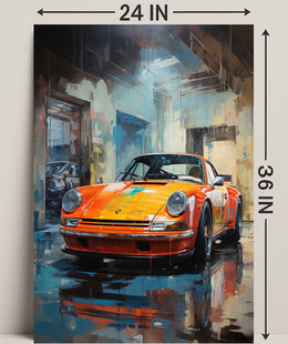 Vibrant Classic Car In Urban Garage Poster PosterGoat