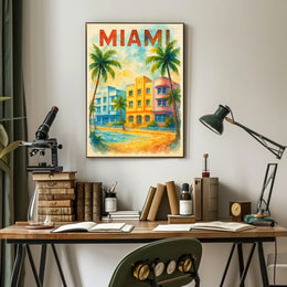 Vibrant Miami Art Deco Travel Poster