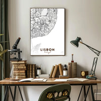 Lisbon Modern Minimalist Map Art Print Urban or Cityscape Poster