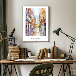 Malaga Street Scene Poster PosterGoat