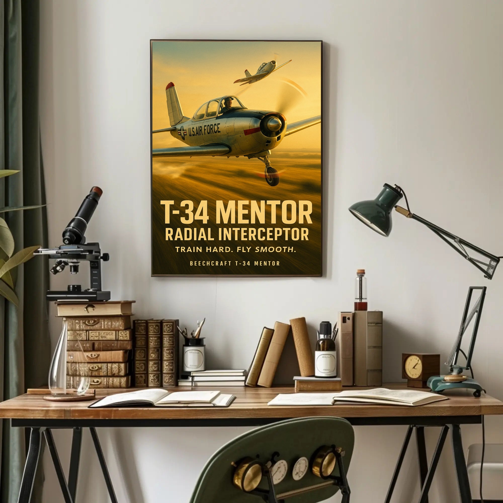 Beechcraft T-34 Mentor Mid-Century Military Poster