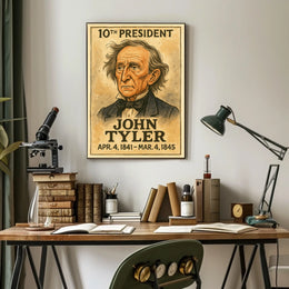 John Tyler 10th President of the United States Exaggerated Cartoon Sketch Poster