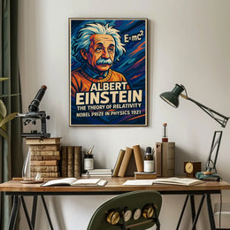 Albert Einstein Theory Relativity Vintage Scientific Portrait Wall Art Iconic Heritage Poster