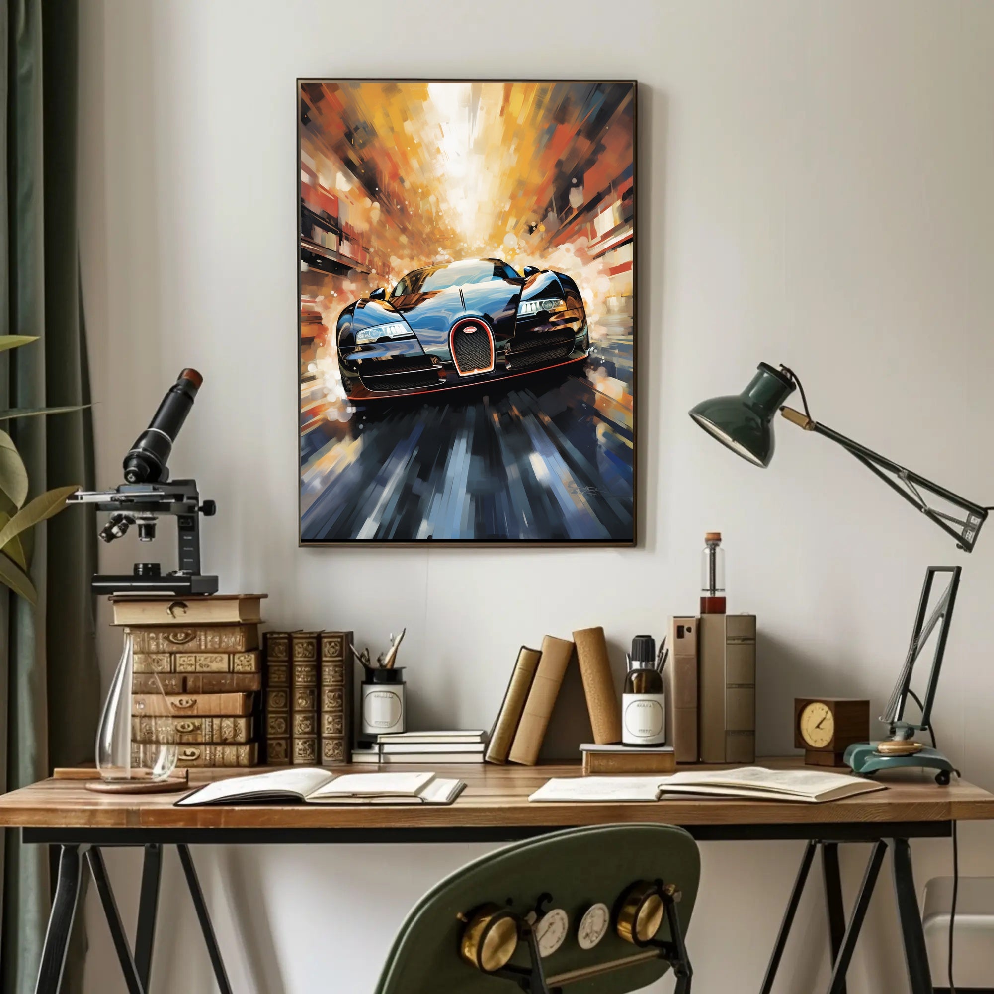 High-Speed Car in Urban Environment Futuristic Sci-Fi Poster