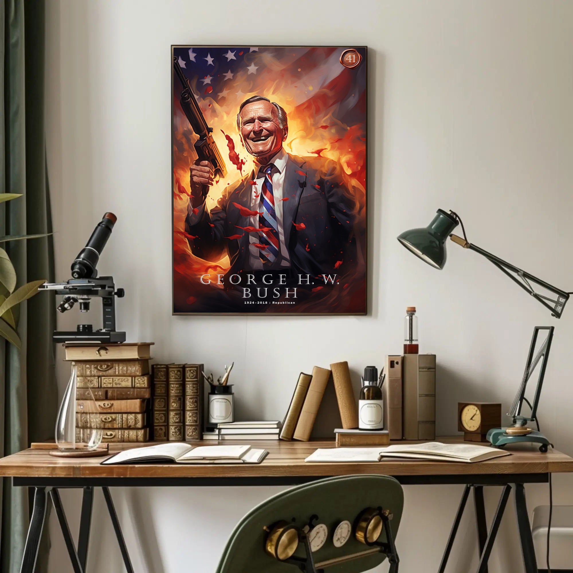 Commemorative Portrait of George H.W. Bush Poster