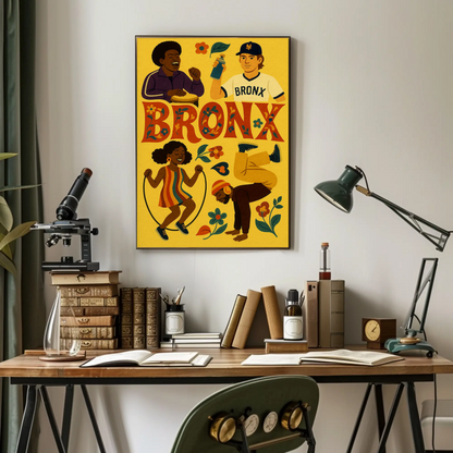 Bronx New York Hip Hop Culture Colorful Travel Poster