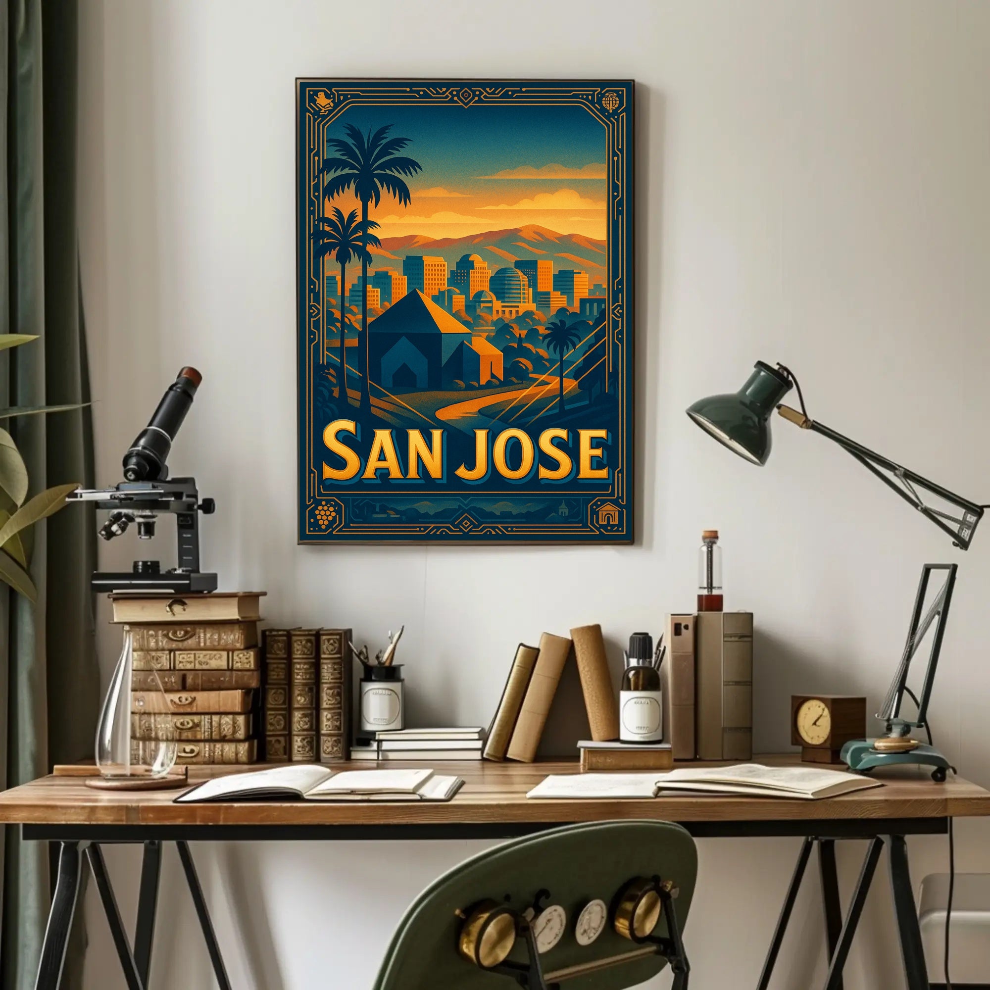 San Jose Skyline Wall Art Poster Modern Travel Print