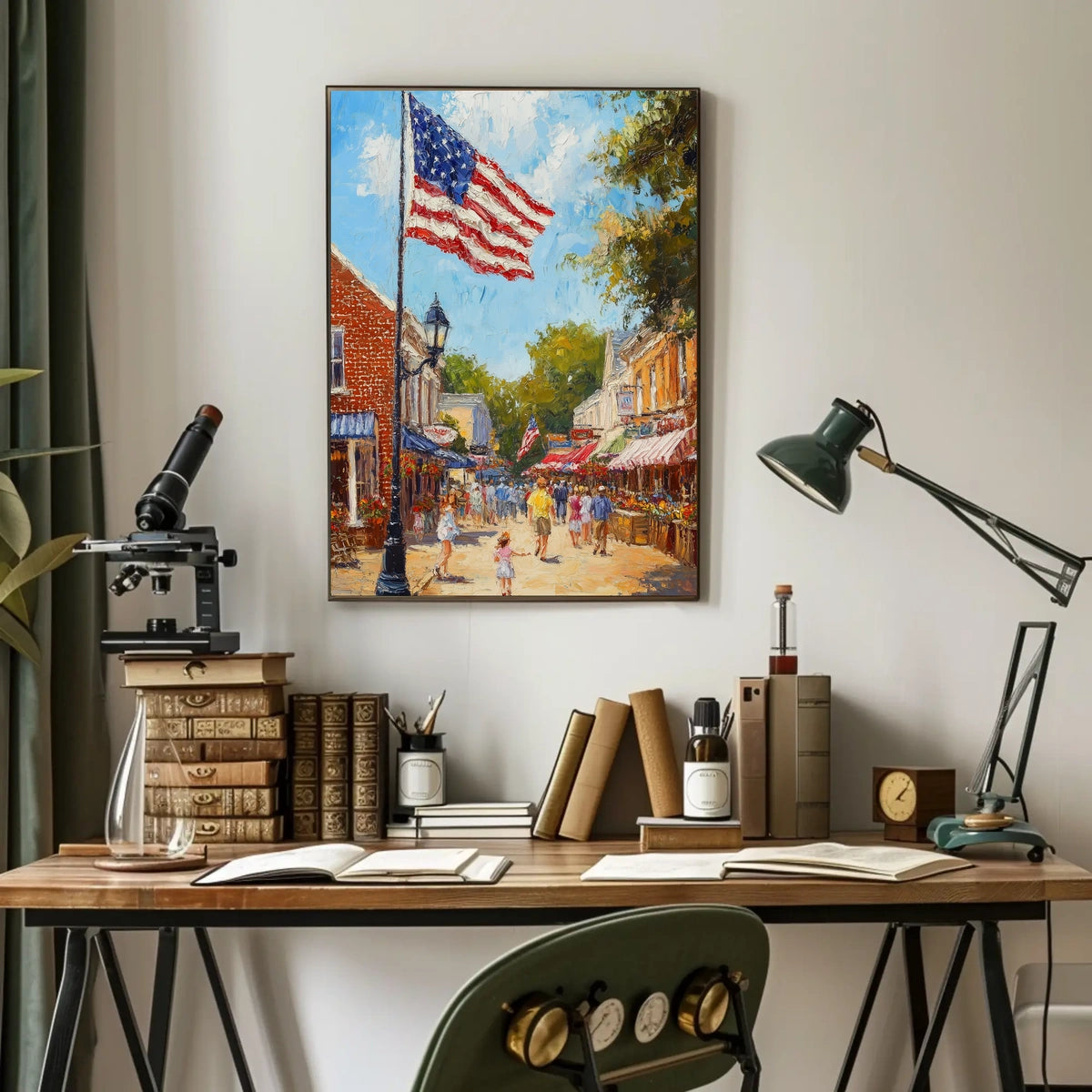 Classic American Town Square City Street Scene Poster