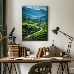 Terraced Rice Fields Nature Art Poster