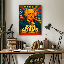 John Adams 2nd President of the United States Colorful Comic Book Style Poster