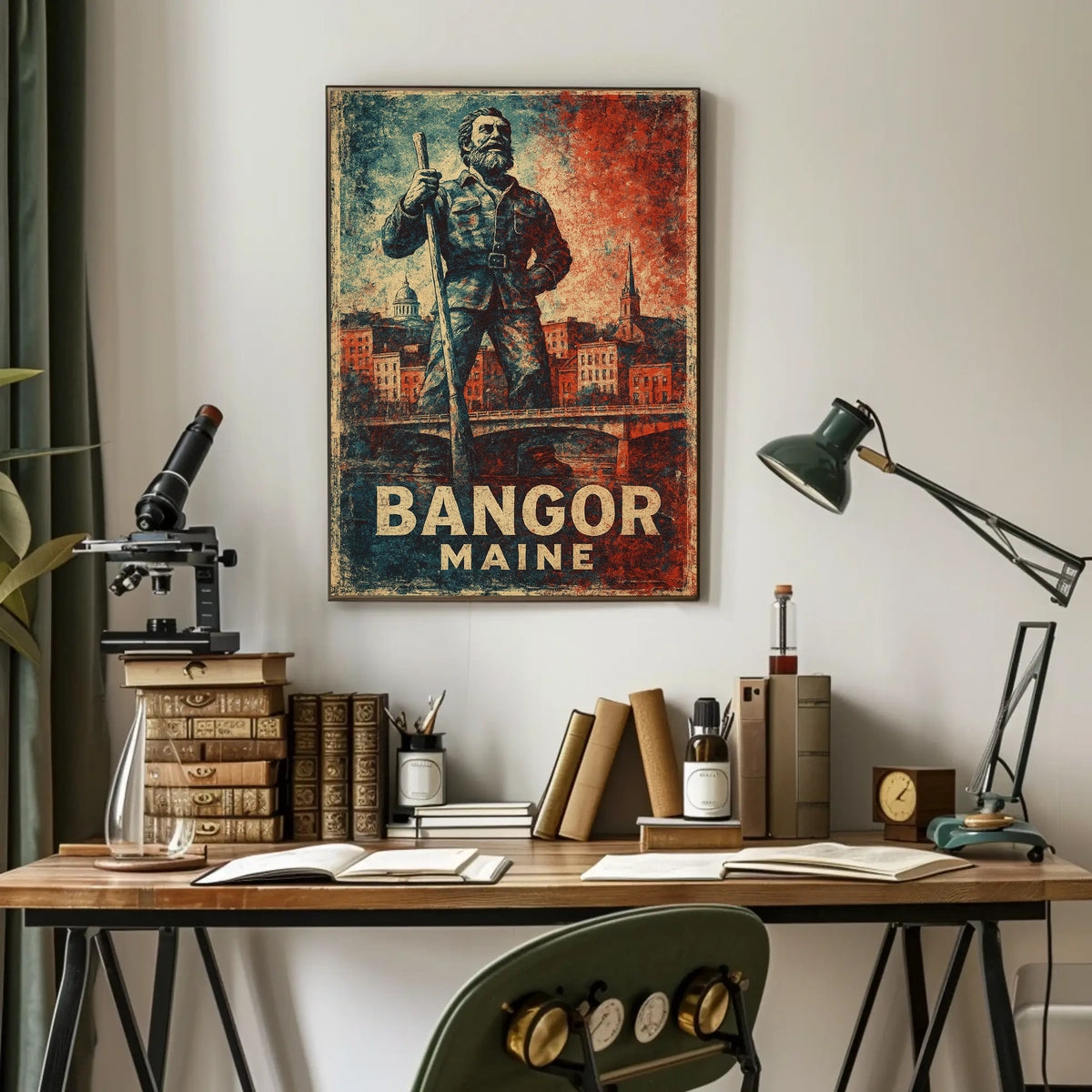 Bangor Maine Rustic Cityscape Wanderlust Poster