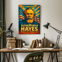 Rutherford B. Hayes 19th President of the United States Colorful Comic Book Style Poster