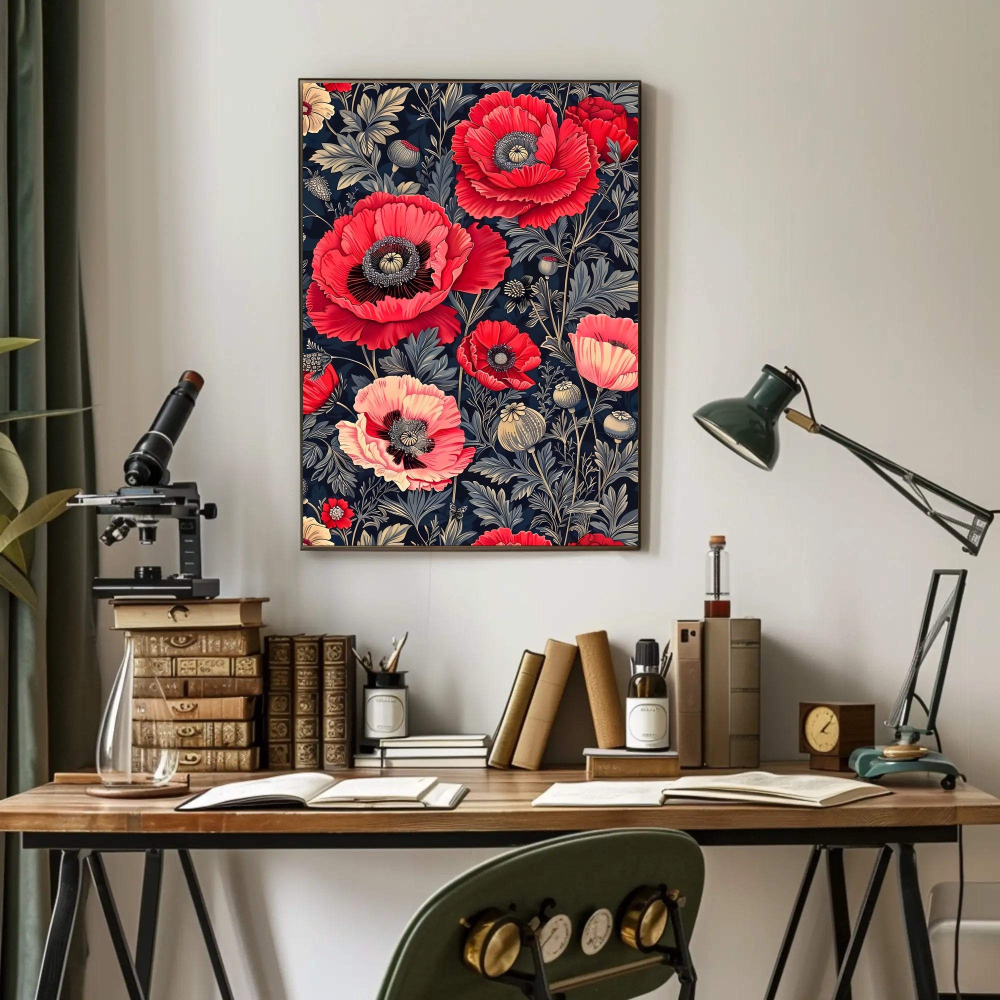 Elegant Red Poppies Artwork, Abstract or Artistic Poster