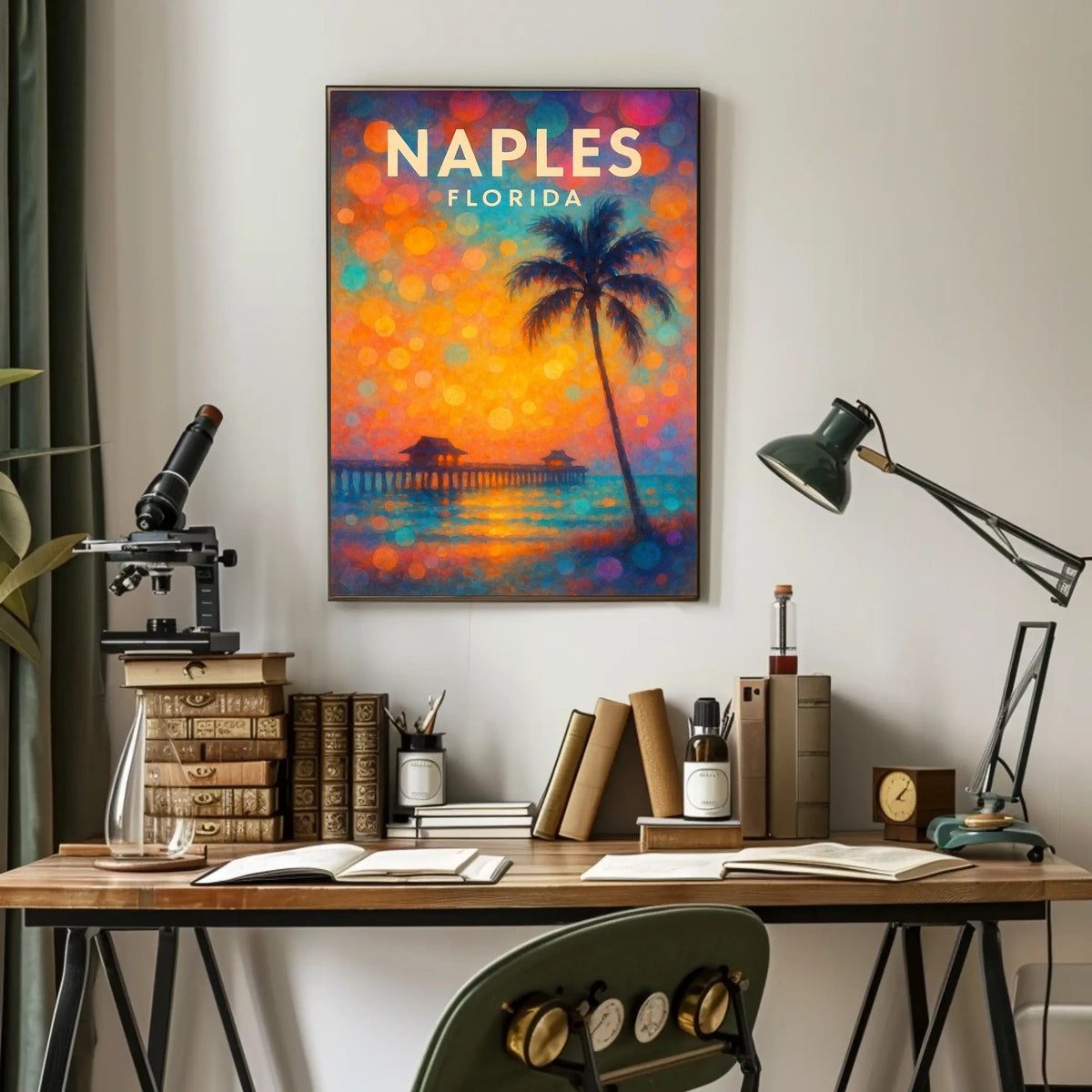 Naples Florida Sunset Poster Coastal Wall Art 18x24