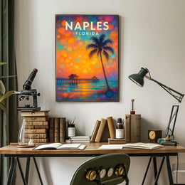 Naples Florida Sunset Poster Coastal Wall Art 18x24