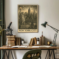Iconic New York City Poster Vintage Skyline Art for Home