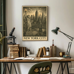 Iconic New York City Poster Vintage Skyline Art for Home