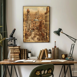Bustling Market Street Poster