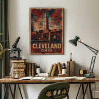 Cleveland Terminal Tower Vintage Travel Poster