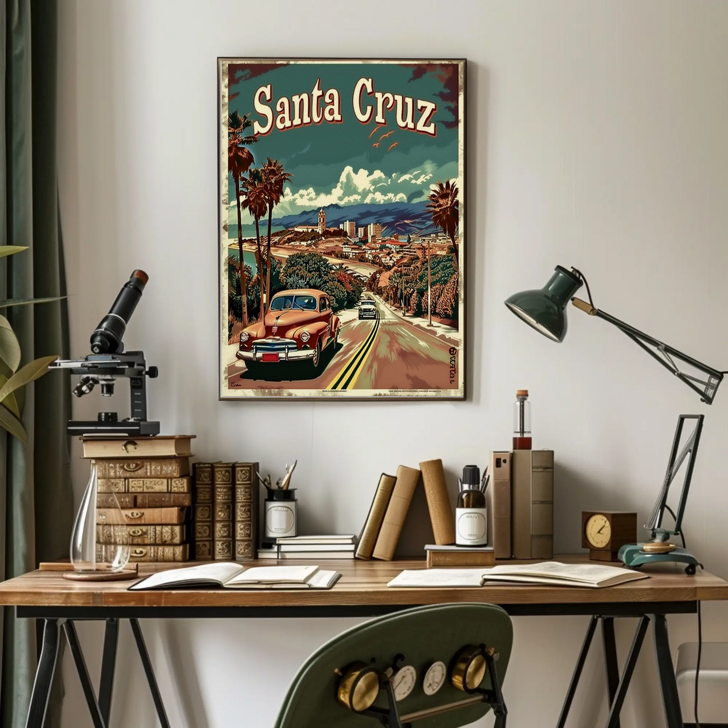 Santa Cruz California Vintage Drive Travel Poster