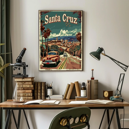 Santa Cruz California Vintage Drive Travel Poster