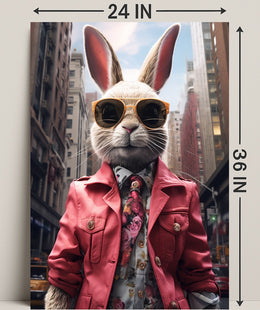 Stylish Rabbit In The City Poster