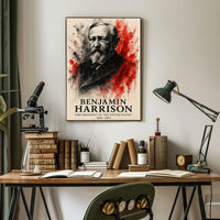 Benjamin Harrison Presidential Watercolor Art Historical Poster