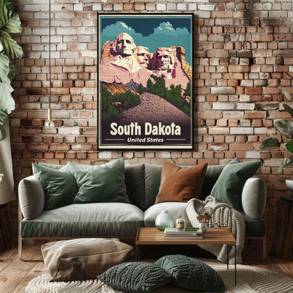 Mount Rushmore United States South Dakota Vintage Travel Poster