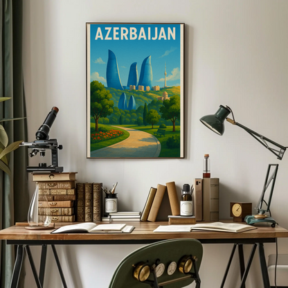 Majestic Azerbaijan Cityscape, Landmarks and Culture Travel Poster