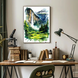 Switzerland Lauterbrunnen Valley Waterfall View Poster