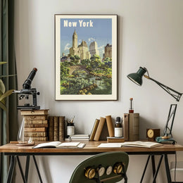 New York City Urban Cityscape Poster Vintage Wall Art
