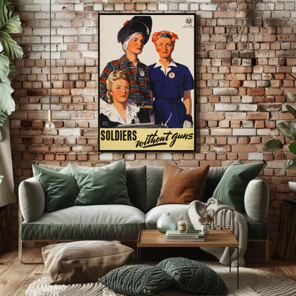 Women Workers Soldiers Without Guns Vintage War Propaganda Poster